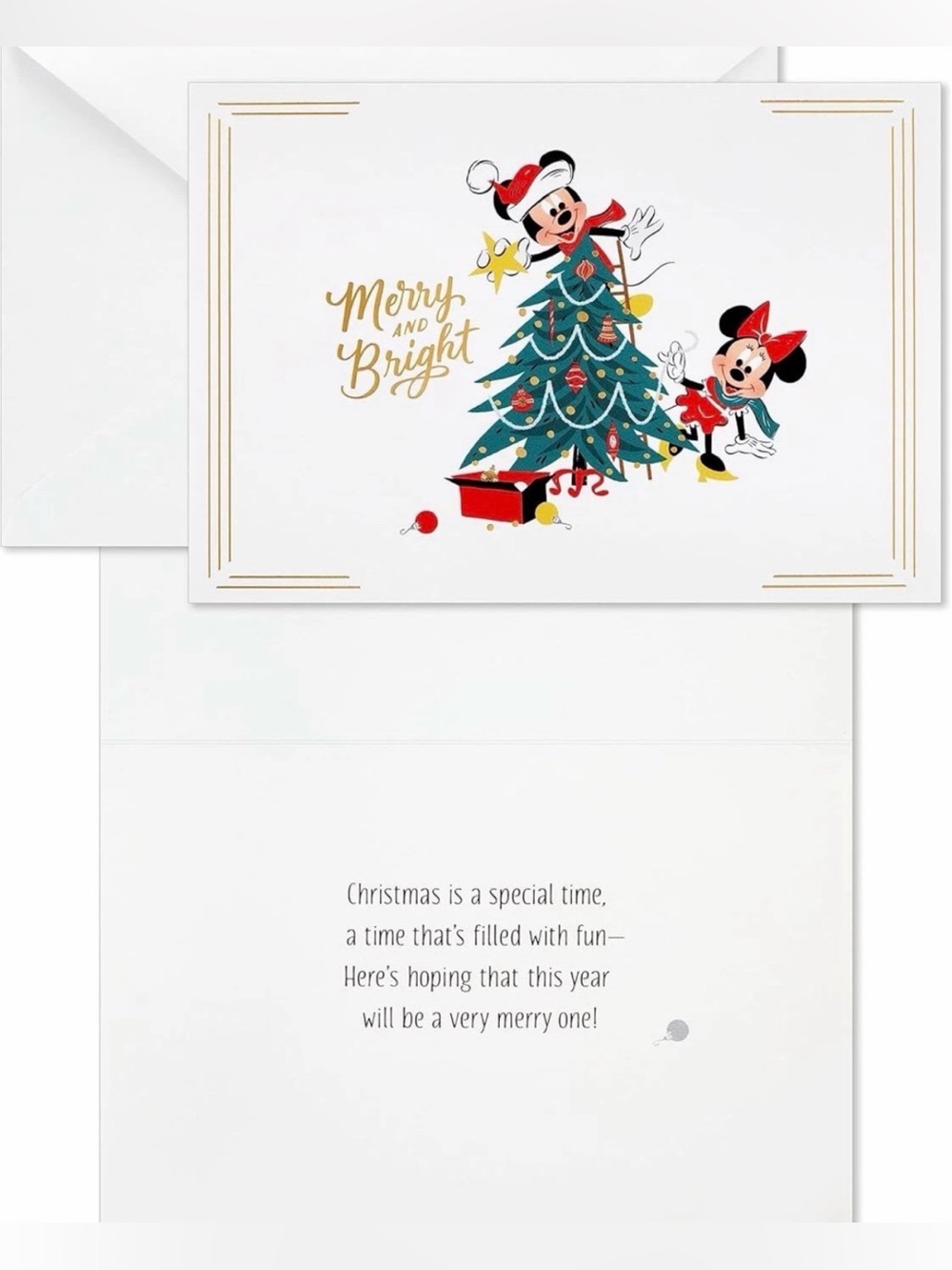Hallmark Disney Mickey & Minnie Merry & Bright Box of 16 Holiday Greeting Cards